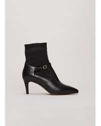 Phase Eight - Leather Buckle Detail Sock Boots - Lyst