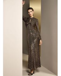 Phase Eight - Renila Sequin Long Sleeved Maxi Dress - Lyst