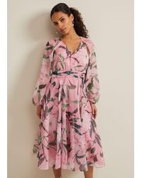 utala floral crochet trim linen midi dress self-portrait - White Floral Crochet Midi Dress main image 0
