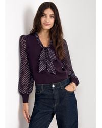 Phase Eight - Ellen Woven Sleeve Print Knitted Top - Lyst
