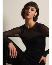 Phase Eight - Elouise Velvet Mesh Top - Lyst