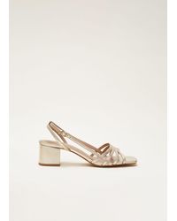 Phase Eight - 's Gold Leather Block Heels - Lyst