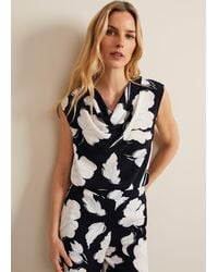 Phase Eight - 's Noelle Leaf Print Cowl Neck Top - Lyst
