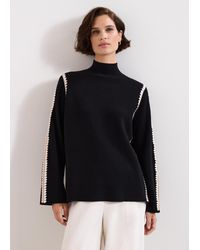 Phase Eight - Immy Crochet Sleeve Detail Funnel Neck Jumper - Lyst