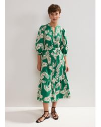 Phase Eight - Louisa Palm Print Midi Dress - Lyst