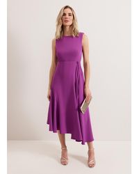 Phase Eight - Maya Plain Asymmetric Midi Dress - Lyst