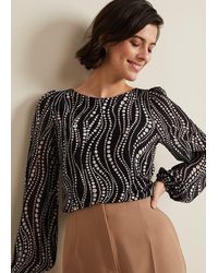 Phase Eight - Patricia Pearl Print Woven Mix Top - Lyst