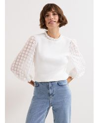 Phase Eight - Shelly Woven Sleeve Detail Jumper - Lyst