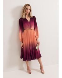Phase Eight - Mira Ombre Button Detail Pleat Dress - Lyst