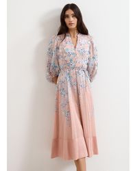 Phase Eight - Alison Linen Blend Floral Midi Dress - Lyst