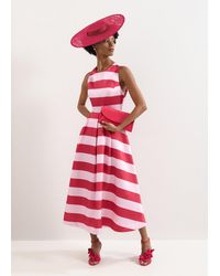 Phase Eight - Kiria Striped Satin Midi Dress - Lyst