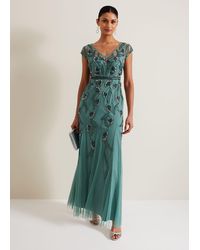 Phase Eight - 's Bonnie Pleated Wrap Satin Maxi Dress - Lyst