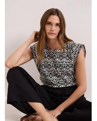Phase Eight - Beth Printed Trim Detail Top - Lyst