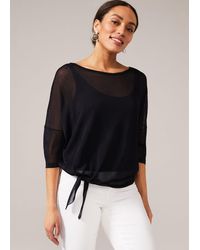 Phase Eight - Nat Side Tie Sheer Knit Top - Lyst