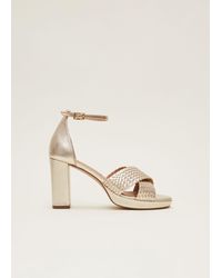 Phase Eight - Leather Open Toe Heels - Lyst