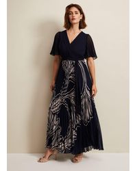 Phase Eight - Abigail Printed Pleat Midaxi Dress - Lyst