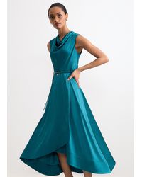 Phase Eight - Petite Sabrianna Satin Cowl Neck Midi Dress - Lyst