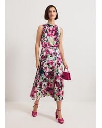 Phase Eight - Janina Floral Print Pleat Midi Dress - Lyst