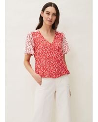 Phase Eight - Ebony Ditsy Floral Wrap Top - Lyst