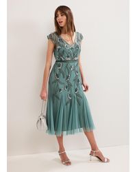 Phase Eight - Evonne Beaded Midi Dress - Lyst