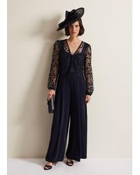 Phase Eight - 's Mariposa Navy Lace Jumpsuit - Lyst