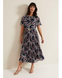 Phase Eight - Kathleen Floral Pleated Midi Dress - Lyst