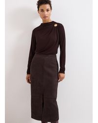 Phase Eight - Elodie Faux Suede Midi Pencil Skirt - Lyst