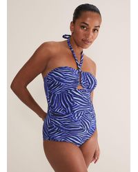 Phase Eight - Zebra Print Halterneck Swimsuit - Lyst