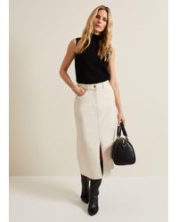 Phase Eight - Amani Ecru Denim Midi Skirt - Lyst