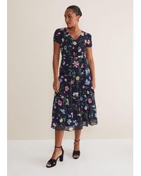 Phase Eight - Lola Floral Tiered Midi Dress - Lyst