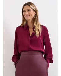 Phase Eight - Novie Burgundy Satin Shirt - Lyst