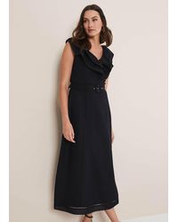 Phase Eight - Julieta Linen Ruffle Broderie Midi Dress - Lyst