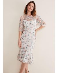 Phase Eight - Maia Floral Embroidered Midi Dress - Lyst
