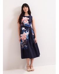 Phase Eight - Natalya Fit And Flare Floral Printed Midi Dress - Lyst
