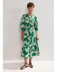 Phase Eight - Louisa Palm Print Midi Dress - Lyst