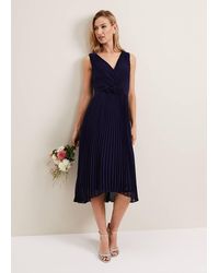 Phase Eight - Cressida Pleat Midi Dress - Lyst
