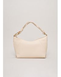 Phase Eight - Ecru Leather Twisted Handle Bag With Wavy Trim - Lyst