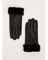Phase Eight - 's Faux Fur Trimmed Leather Gloves - Lyst