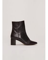 Phase Eight - Leather Croc Print Ankle Boots - Lyst