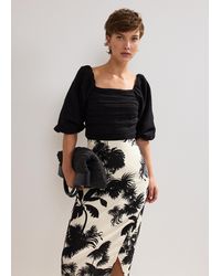 Phase Eight - Vittoria Linen Blend Leaf Print Skirt - Lyst