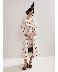 Phase Eight - Jaqlyn Spot Ruffle Belted Midi Dress - Lyst