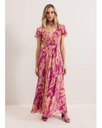 Phase Eight - Dinara Printed Frill Detail Maxi Dress - Lyst
