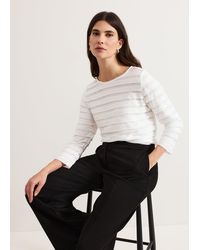 Phase Eight - Indy Stripe Frill Texture Top - Lyst