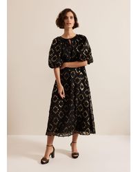 Phase Eight - 's Bella Black Textured Midi Dress - Lyst