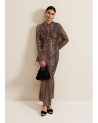 Phase Eight - Renila Sequin Long Sleeved Maxi Dress - Lyst