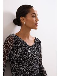 Phase Eight - Tammy Printed Cowl Neck Mesh Top - Lyst