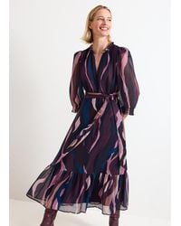 Phase Eight - Carra Swirl Puff Sleeve Midi Dress - Lyst