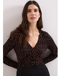 Phase Eight - Brooke Geo Pleat Front Long Sleeve Top - Lyst