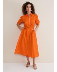 Phase Eight - 's Carey Orange Checked Textured Midi Dress - Lyst