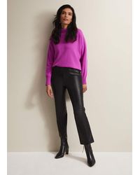 Phase Eight - 's Marielle Black Faux Leather Cropped Trousers - Lyst